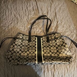 Coach Stylish Black and Gray Large Tote Bag